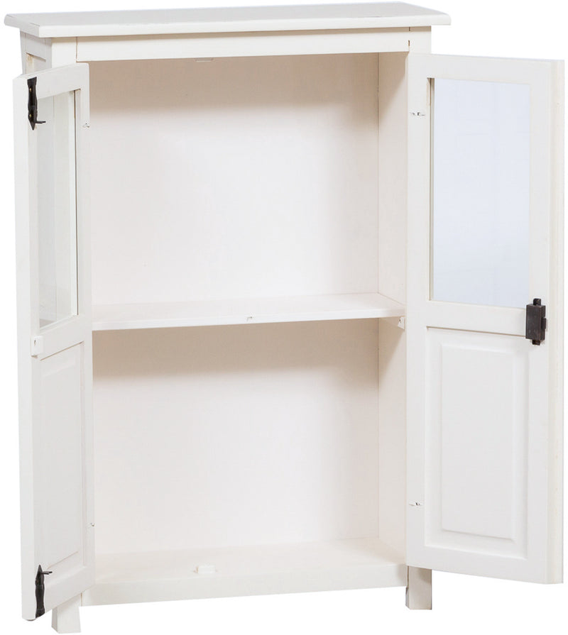 Biscottini Vetrinetta Country in legno massello di tiglio finitura bianca anticata L68xPR25xH98 cm. Made in Italy