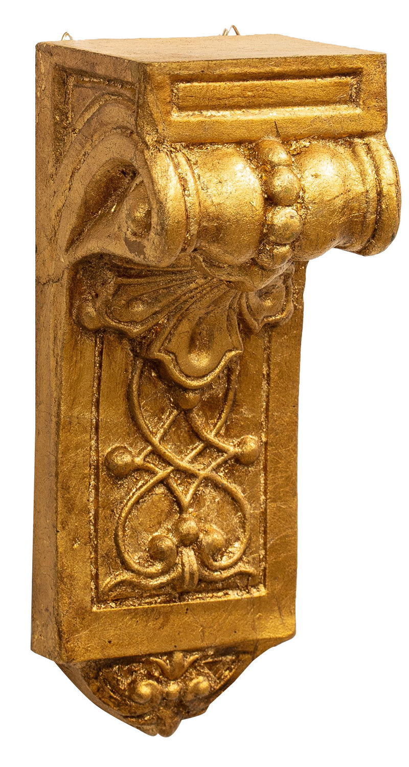 Biscottini Mensola a muro in legno finitura foglia oro anticato Made in Italy dimensioni