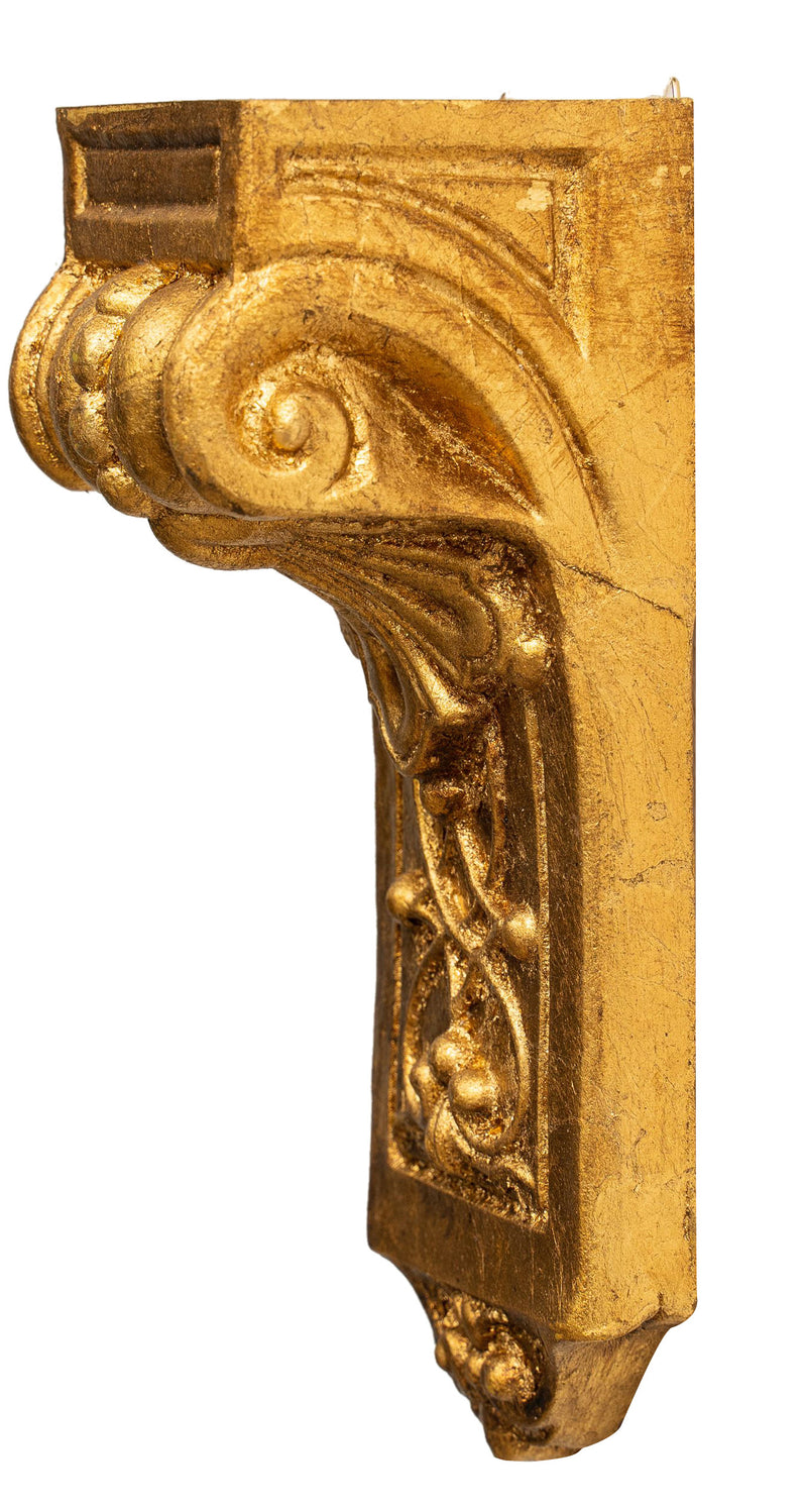 Biscottini Mensola a muro in legno finitura foglia oro anticato Made in Italy dimensioni