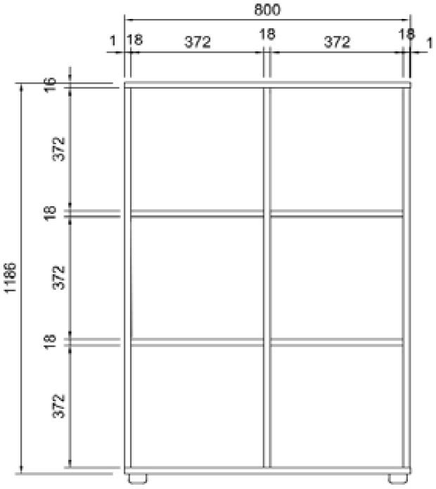 Casellario in legno verniciato con 6 caselle ad ante cm. 80x40x121,6h