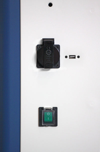 Carrello Stazione di Ricarica USB Ventilato per 30 Notebook/Tablet/Smartphone Bianco/Blu