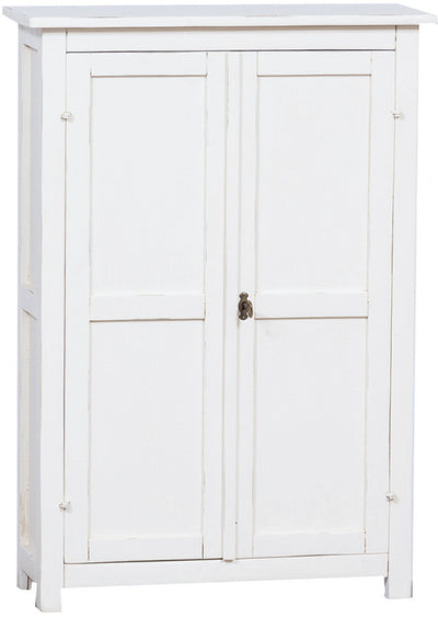 Biscottini Stipetto Country in legno massello di tiglio finitura bianca anticata L68xPR25xH98 cm. Made in Italy