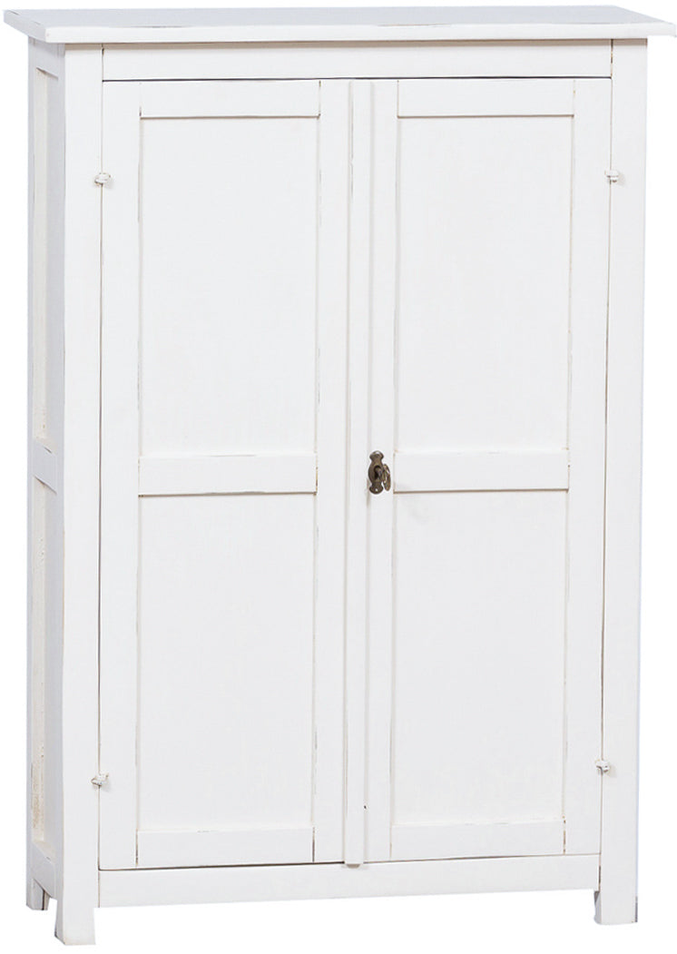 Biscottini Stipetto Country in legno massello di tiglio finitura bianca anticata L68xPR25xH98 cm. Made in Italy