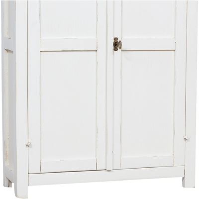 Biscottini Stipetto Country in legno massello di tiglio finitura bianca anticata L68xPR25xH98 cm. Made in Italy