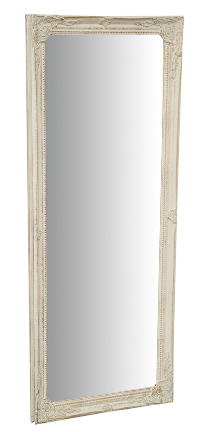 Biscottini Specchio Specchiera da parete e appendere verticale/orizzontale L35xPR4xH82 cm finitura bianco anticato