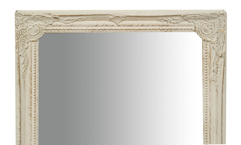 Biscottini Specchio Specchiera da parete e appendere verticale/orizzontale L35xPR4xH82 cm finitura bianco anticato