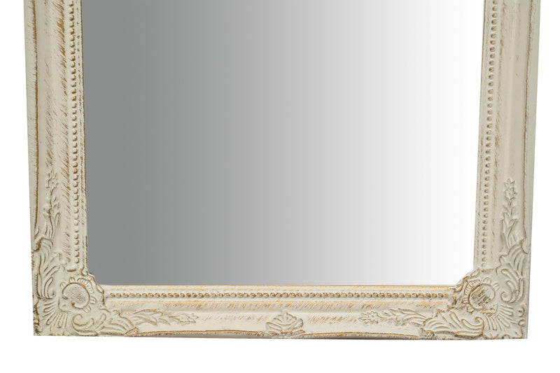 Biscottini Specchio Specchiera da parete e appendere verticale/orizzontale L35xPR4xH82 cm finitura bianco anticato