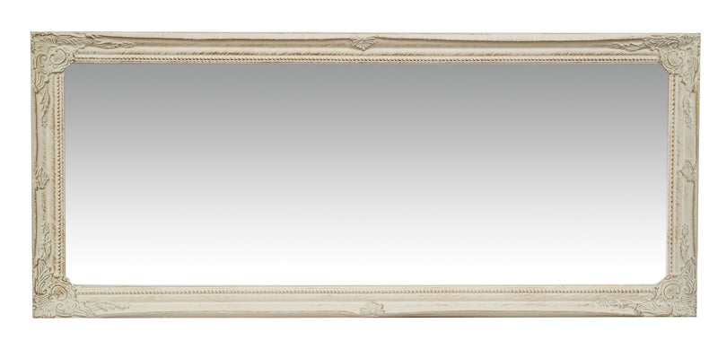 Biscottini Specchio Specchiera da parete e appendere verticale/orizzontale L35xPR4xH82 cm finitura bianco anticato