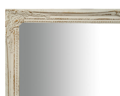 Biscottini Specchio Specchiera da parete e appendere verticale/orizzontale L60xPR4xH90 cm finitura bianco anticato