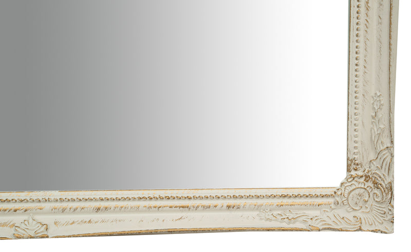 Biscottini Specchio Specchiera da parete e appendere verticale/orizzontale L60xPR4xH90 cm finitura bianco anticato