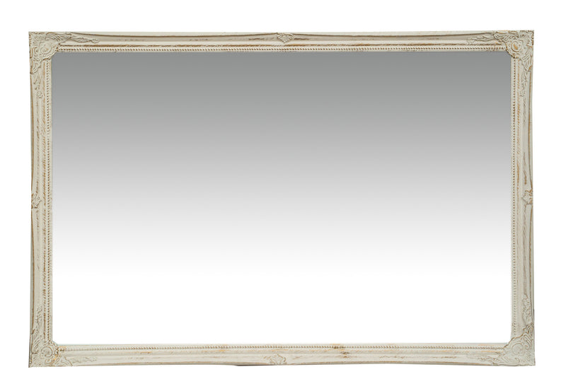 Biscottini Specchio Specchiera da parete e appendere verticale/orizzontale L60xPR4xH90 cm finitura bianco anticato