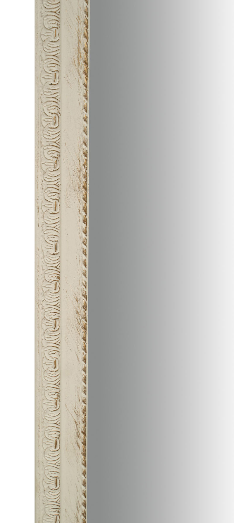 Biscottini Specchio Specchiera da parete e appendere verticale/orizzontale L50xPR4xH140 cm finitura bianco anticato