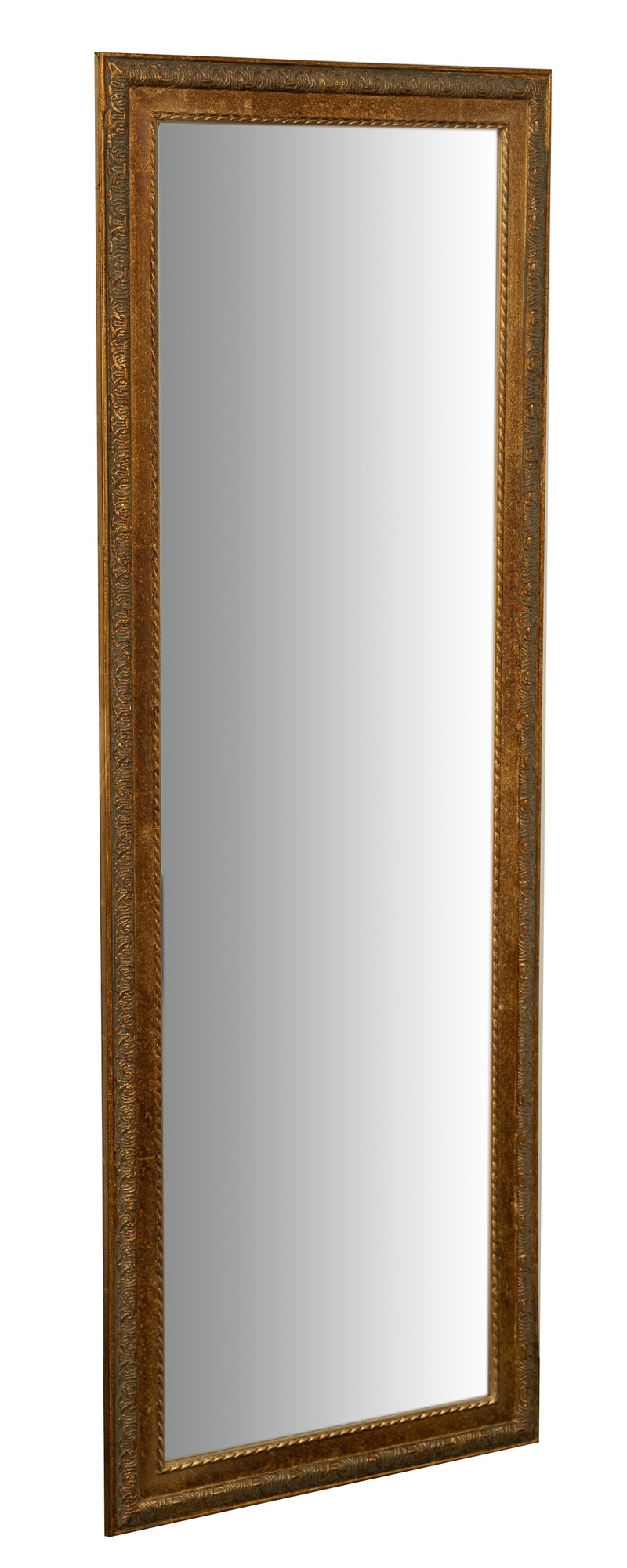 Biscottini Specchio Specchiera da parete e appendere verticale/orizzontale L50xPR4xH140 cm finitura foglia oro anticato