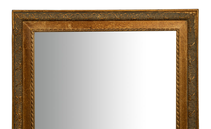 Biscottini Specchio Specchiera da parete e appendere verticale/orizzontale L50xPR4xH140 cm finitura foglia oro anticato