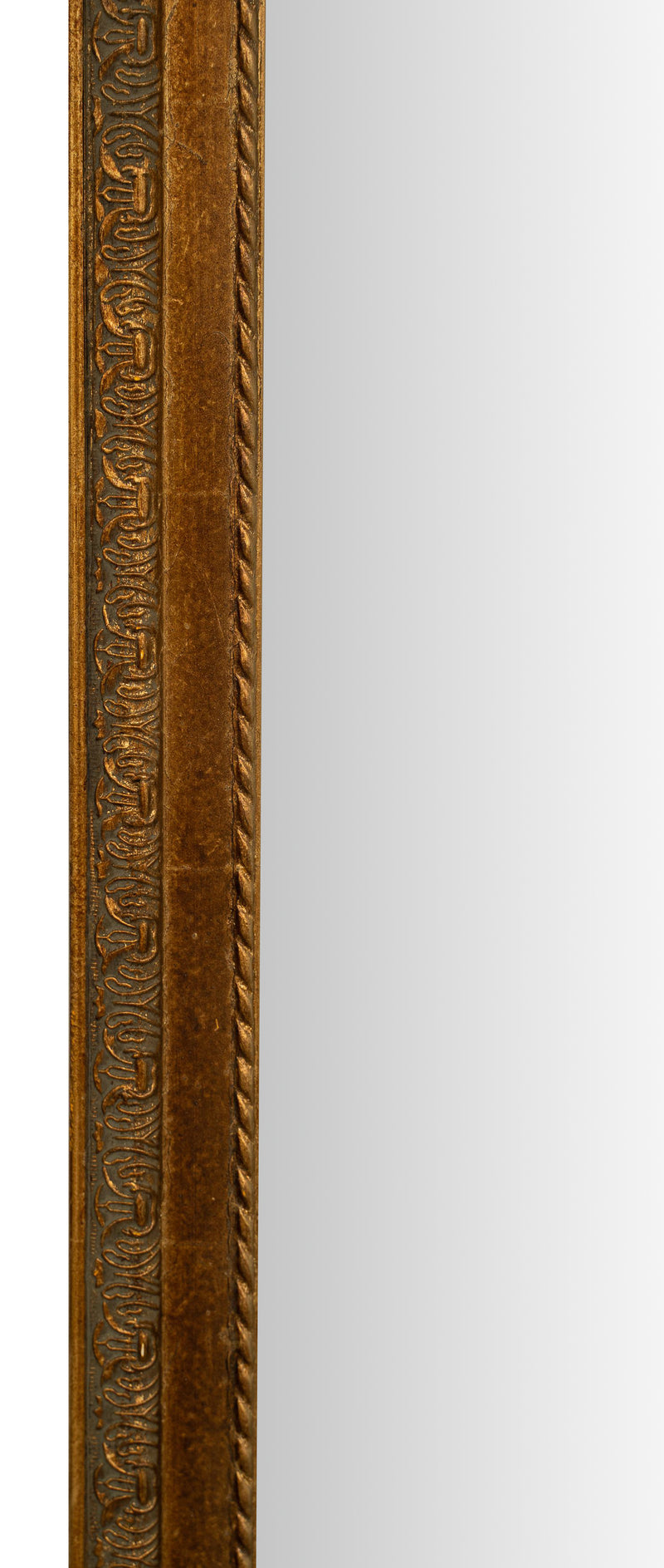 Biscottini Specchio Specchiera da parete e appendere verticale/orizzontale L50xPR4xH140 cm finitura foglia oro anticato