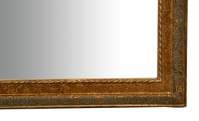 Biscottini Specchio Specchiera da parete e appendere verticale/orizzontale L60xPR4xH90 cm finitura foglia oro anticato