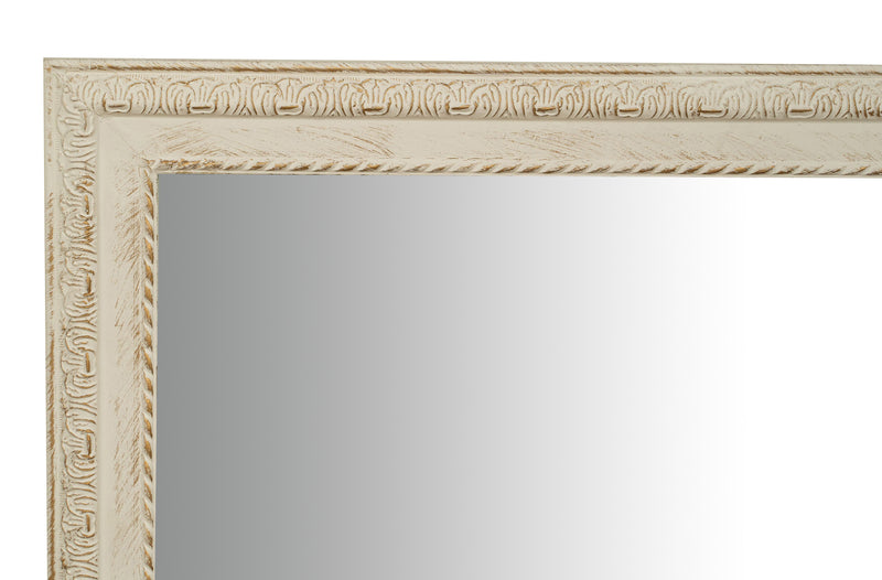 Biscottini Specchio Specchiera da parete e appendere verticale/orizzontale L90xPR4xH120 cm finitura bianco anticato