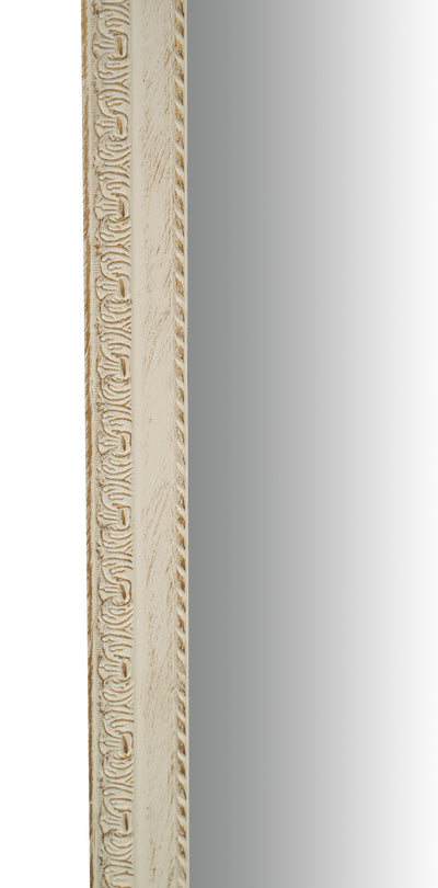 Biscottini Specchio Specchiera da parete e appendere verticale/orizzontale L90xPR4xH120 cm finitura bianco anticato