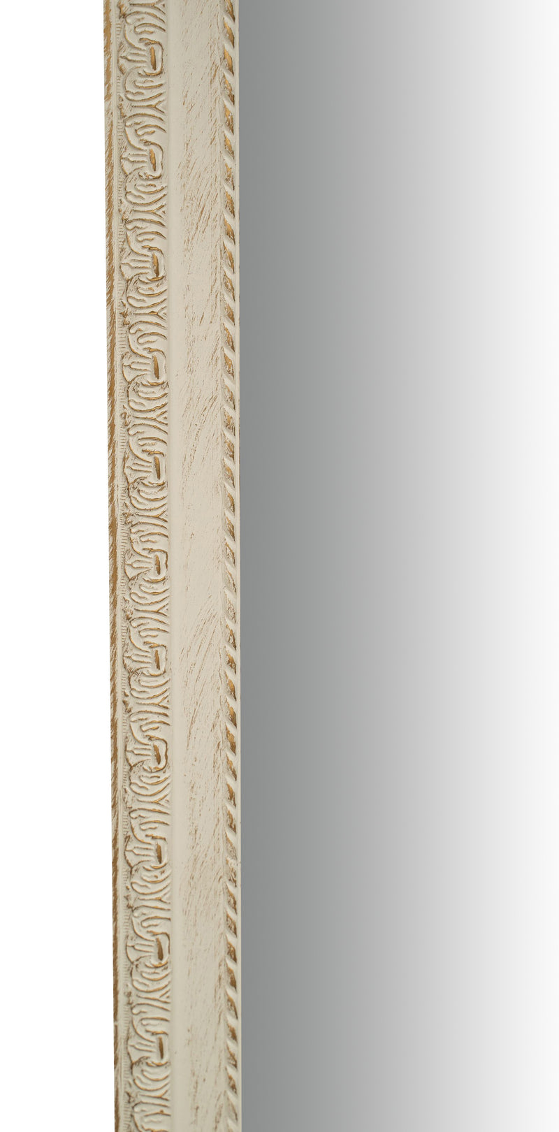 Biscottini Specchio Specchiera da parete e appendere verticale/orizzontale L90xPR4xH120 cm finitura bianco anticato