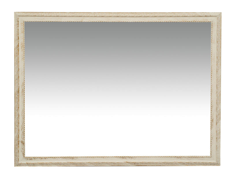 Biscottini Specchio Specchiera da parete e appendere verticale/orizzontale L90xPR4xH120 cm finitura bianco anticato