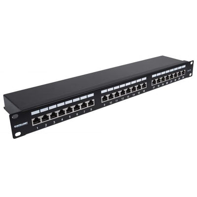 Intellinet 720854 1U (CAT6A PATCH PANEL 24-PORT FTP- - 1U SHIELD 90/DEG TOP/PUN DWN BLK)