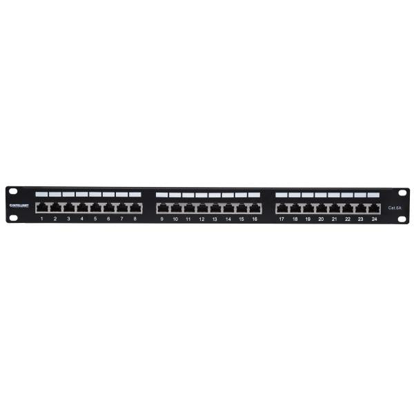 Intellinet 720854 1U (CAT6A PATCH PANEL 24-PORT FTP- - 1U SHIELD 90/DEG TOP/PUN DWN BLK)