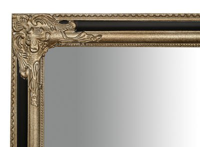Biscottini Specchio Specchiera Impero da parete e appendere verticale/orizzontale L72xPR4xH180 cm finitura argento e nero anticato