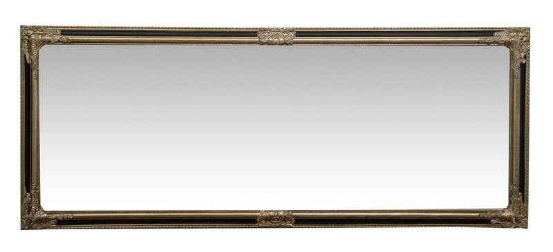 Biscottini Specchio Specchiera Impero da parete e appendere verticale/orizzontale L72xPR4xH180 cm finitura argento e nero anticato