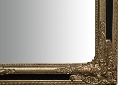 Biscottini Specchio Specchiera Impero da parete e appendere verticale/orizzontale L50xPR4xH140 cm finitura argento e nero anticato