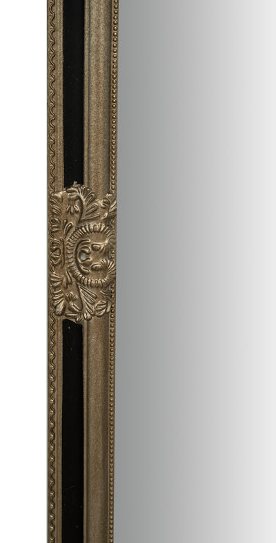 Biscottini Specchio Specchiera Impero da parete e appendere verticale/orizzontale L90xPR4xH120 cm finitura argento e nero anticato