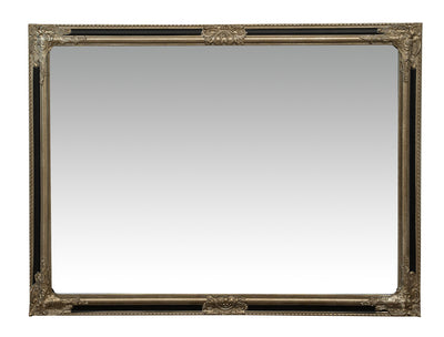 Biscottini Specchio Specchiera Impero da parete e appendere verticale/orizzontale L90xPR4xH120 cm finitura argento e nero anticato