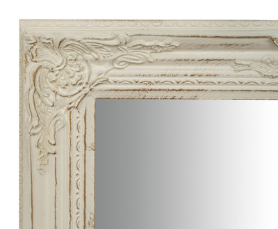 Biscottini Specchio Specchiera da parete e appendere verticale/orizzontale L60xPR4xH90 cm finitura bianco anticato