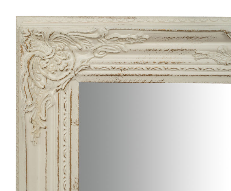 Biscottini Specchio Specchiera da parete e appendere verticale/orizzontale L60xPR4xH90 cm finitura bianco anticato