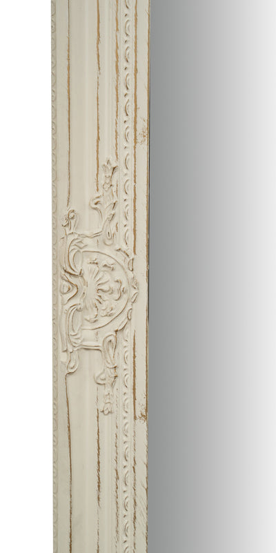 Biscottini Specchio Specchiera da parete e appendere verticale/orizzontale L60xPR4xH90 cm finitura bianco anticato