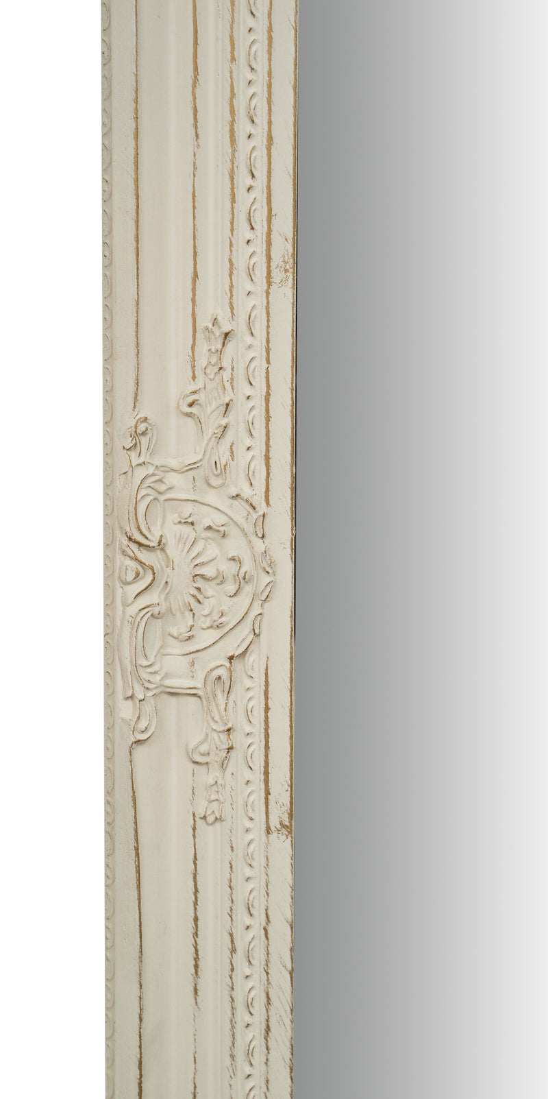 Biscottini Specchio Specchiera da parete e appendere verticale/orizzontale L60xPR4xH90 cm finitura bianco anticato