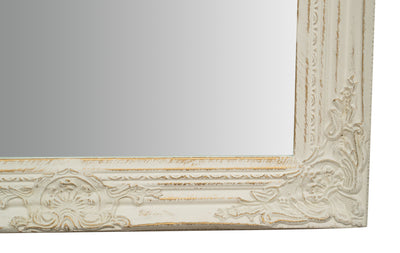 Biscottini Specchio Specchiera da parete e appendere verticale/orizzontale L60xPR4xH90 cm finitura bianco anticato