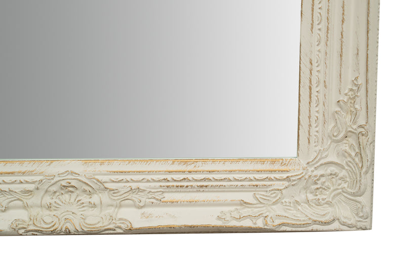 Biscottini Specchio Specchiera da parete e appendere verticale/orizzontale L60xPR4xH90 cm finitura bianco anticato