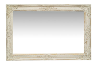 Biscottini Specchio Specchiera da parete e appendere verticale/orizzontale L60xPR4xH90 cm finitura bianco anticato