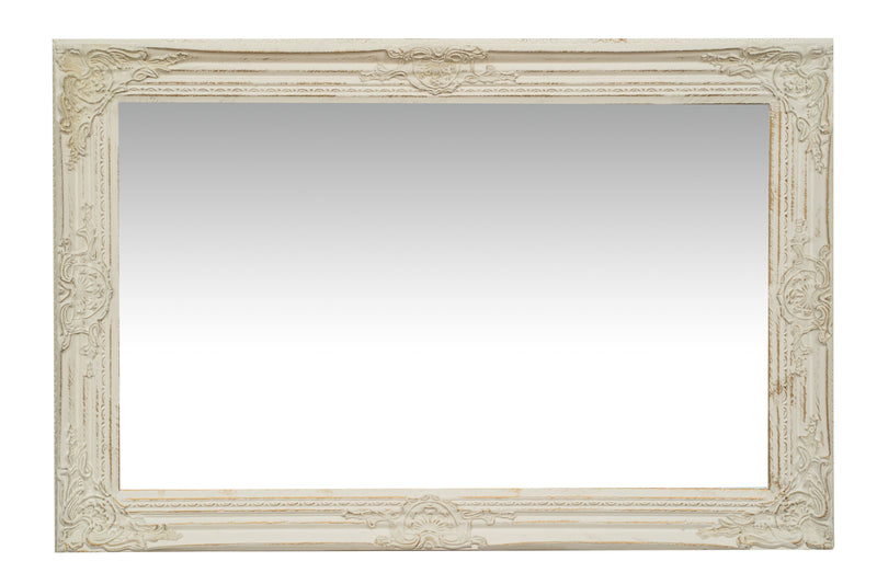 Biscottini Specchio Specchiera da parete e appendere verticale/orizzontale L60xPR4xH90 cm finitura bianco anticato