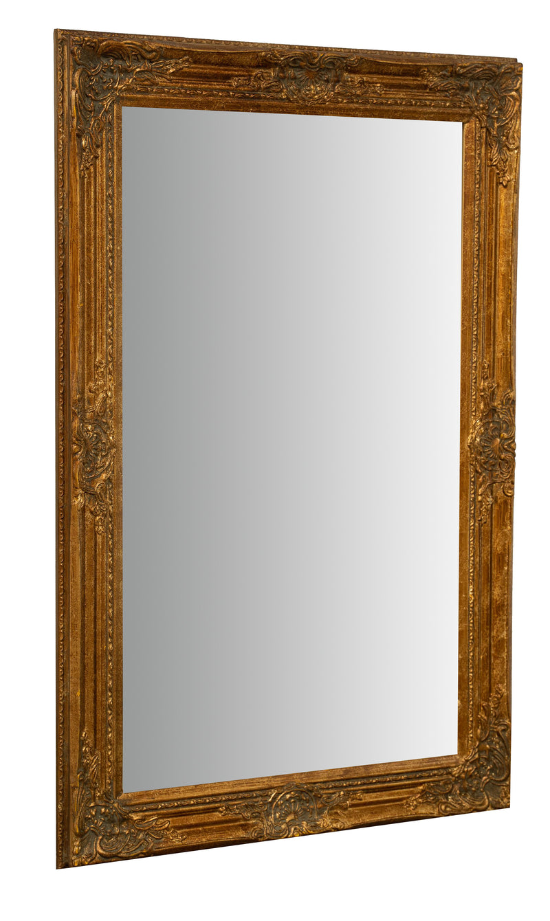 Biscottini Specchio Specchiera da parete e appendere verticale/orizzontale L60xPR4xH90 cm finitura foglia oro anticato