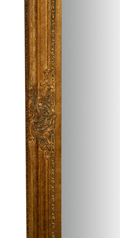 Biscottini Specchio Specchiera da parete e appendere verticale/orizzontale L60xPR4xH90 cm finitura foglia oro anticato