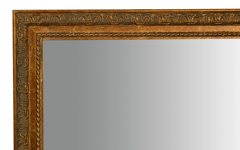 Biscottini Specchio Specchiera da parete e appendere verticale/orizzontale L72xPR3xH180 cm finitura foglia oro anticato