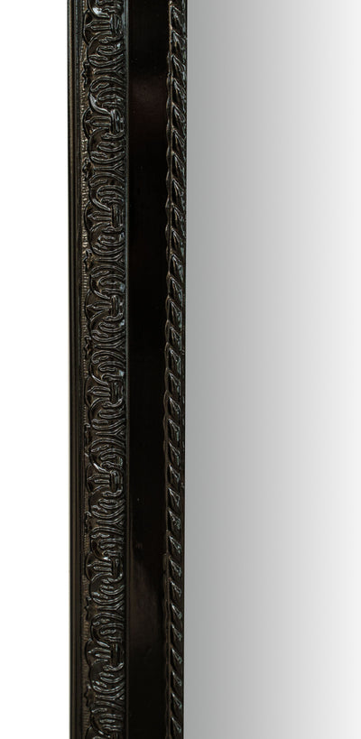 Biscottini Specchio Specchiera da parete e appendere verticale/orizzontale L35xPR4xH82 cm finitura nero lucido