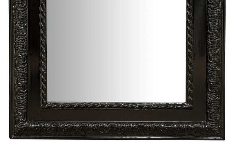 Biscottini Specchio Specchiera da parete e appendere verticale/orizzontale L35xPR4xH82 cm finitura nero lucido