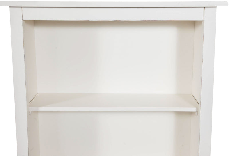 Biscottini Piccola libreria Country in legno massello di tiglio finitura bianca anticata L68xPR25xH130 cm. Made in Italy