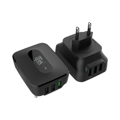 Caricabatteria da muro da 25W- 7.8A(2x2.4A- 1x3A) con 3 porte: 2xUSB Smart- 1xQC3.0- Smart IC