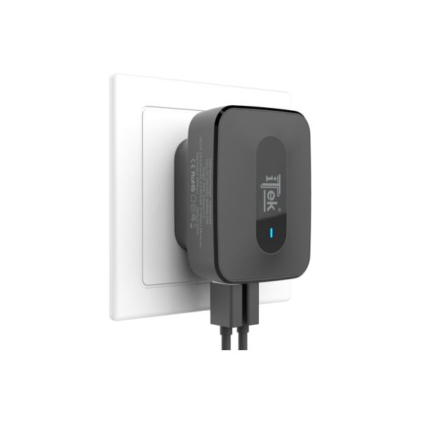 Caricabatteria da muro da 25W- 7.8A(2x2.4A- 1x3A) con 3 porte: 2xUSB Smart- 1xQC3.0- Smart IC