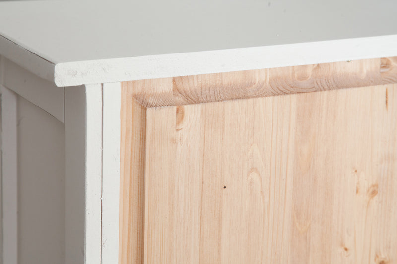 Biscottini Vetrina Country in legno massello di tiglio finitura bianca anticata L68xPR25xH130 cm. Made in Italy