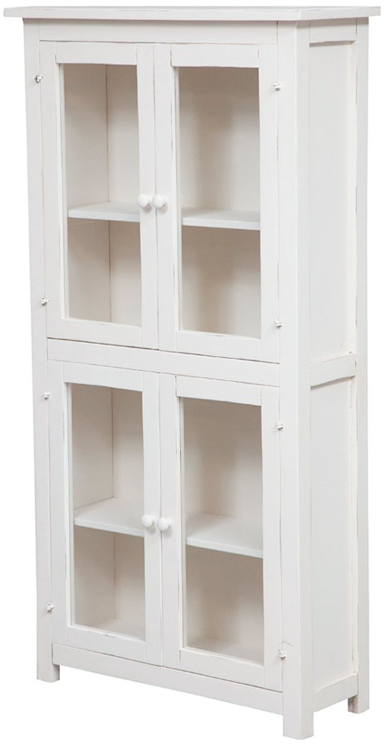 Biscottini Vetrina Country in legno massello di tiglio finitura bianca anticata L68xPR25xH130 cm. Made in Italy