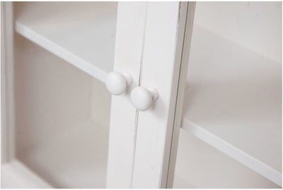 Biscottini Vetrina Country in legno massello di tiglio finitura bianca anticata L68xPR25xH130 cm. Made in Italy